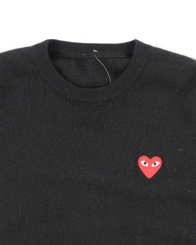 Vintage 2000's Comme Des Garcon Heart Patch Knit Jumper - M