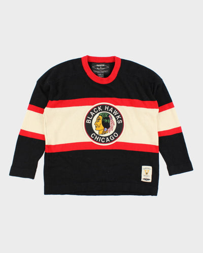 Vintage Chicago Black Hawks NHL Chunky Knit Jumper - L