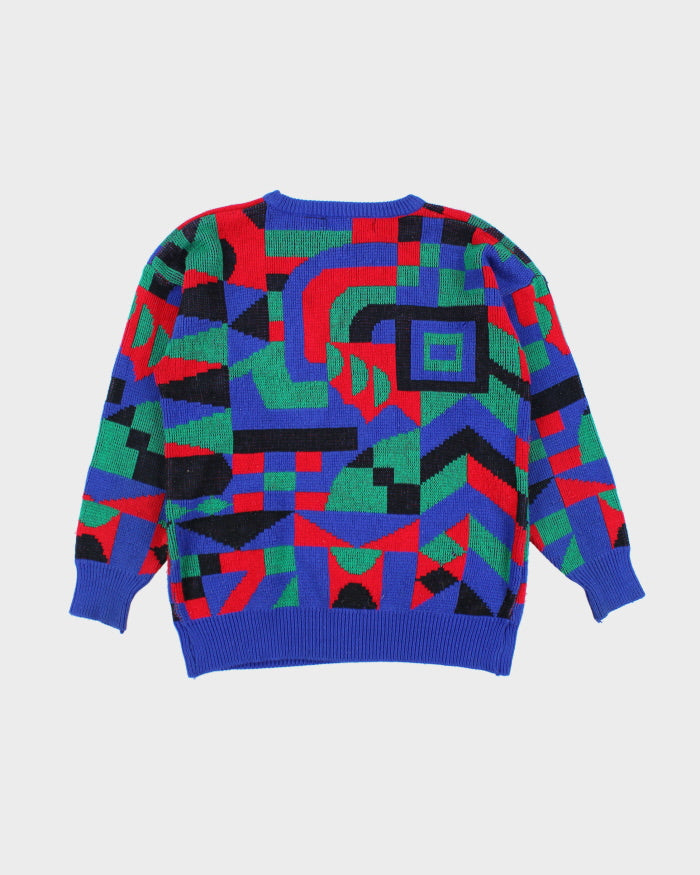 Vintage 90's Porsche Patterned Chunky Knit Jumper - L