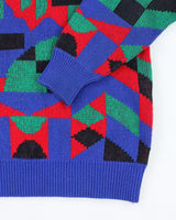 Vintage 90's Porsche Patterned Chunky Knit Jumper - L