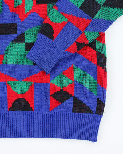 Vintage 90's Porsche Patterned Chunky Knit Jumper - L