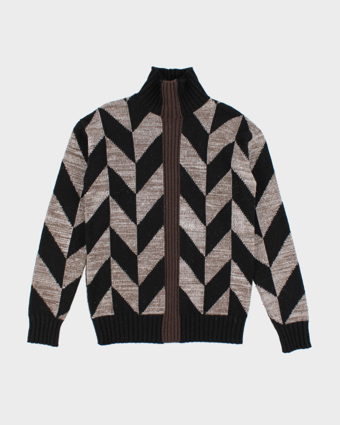 Vintage 90's Hermes Chunky Patterned Wool Knit Jumper - S