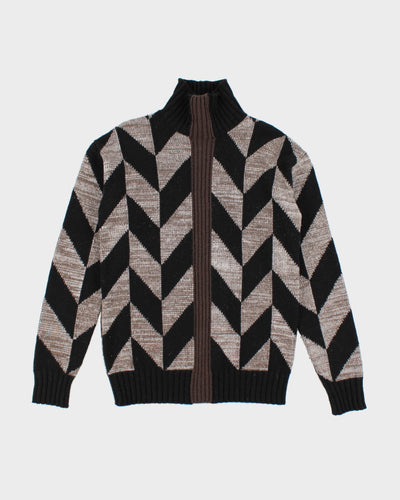 Vintage 90's Hermes Chunky Patterned Wool Knit Jumper - S