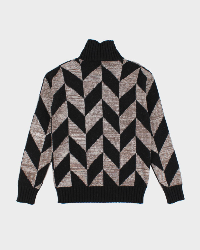 Vintage 90's Hermes Chunky Patterned Wool Knit Jumper - S