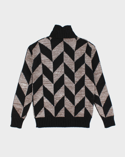 Vintage 90's Hermes Chunky Patterned Wool Knit Jumper - S