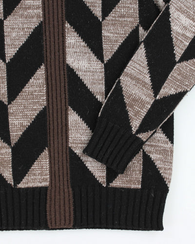 Vintage 90's Hermes Chunky Patterned Wool Knit Jumper - S