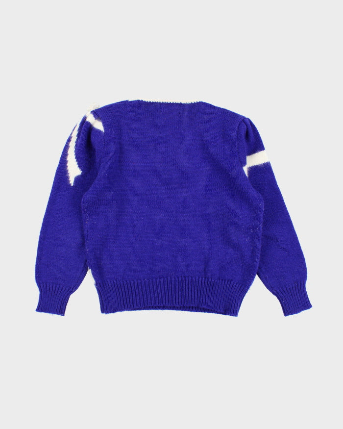 Vintage Joeclyn Smith Bow V-Neck Chunky Knit Jumper - M