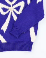 Vintage Joeclyn Smith Bow V-Neck Chunky Knit Jumper - M