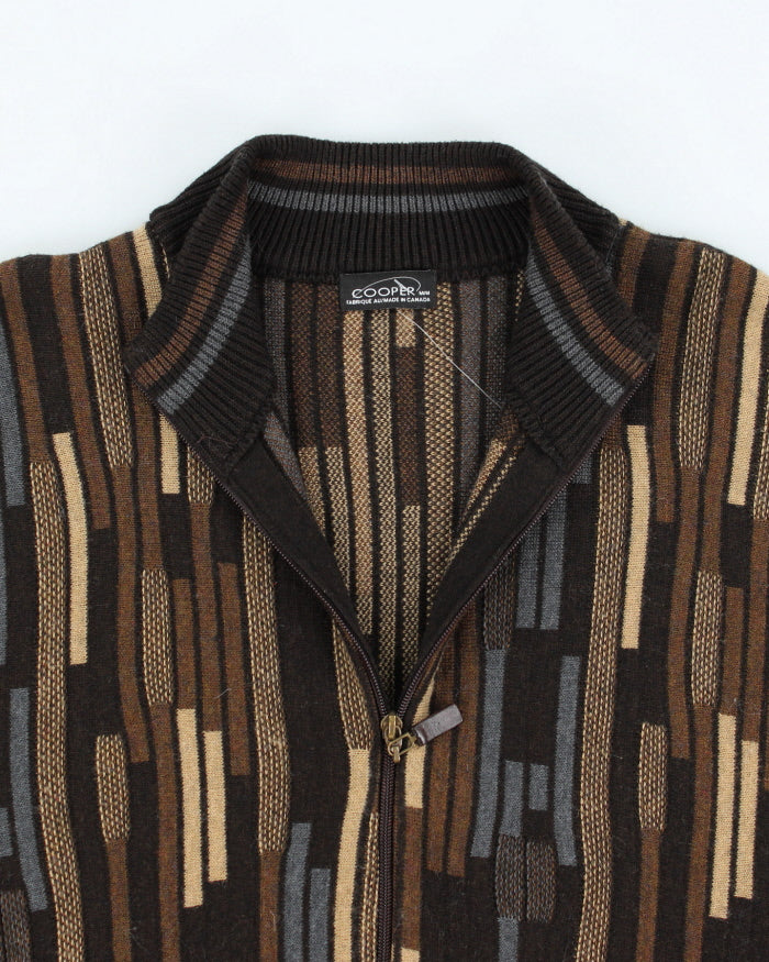 Vintage 90's Cooper Chunky Zip Up Knit Cardigan - L