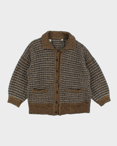 Vintage 80's Heavyweight Wool Chunky Knit Cardigan - L