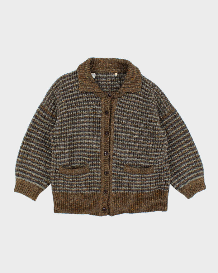 Vintage 80's Heavyweight Wool Chunky Knit Cardigan - L
