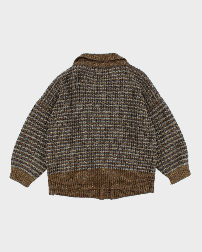 Vintage 80's Heavyweight Wool Chunky Knit Cardigan - L