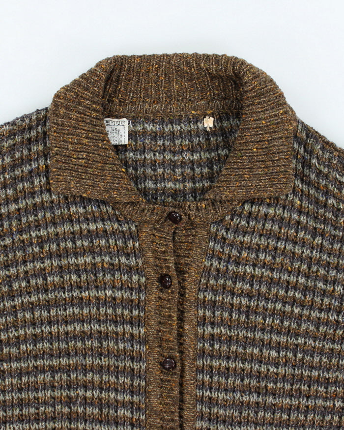 Vintage 80's Heavyweight Wool Chunky Knit Cardigan - L