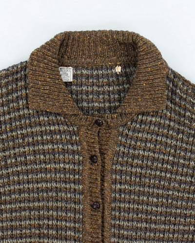 Vintage 80's Heavyweight Wool Chunky Knit Cardigan - L