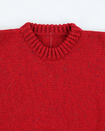 Vintage 90's Red Wool Blend Knit Jumper - L