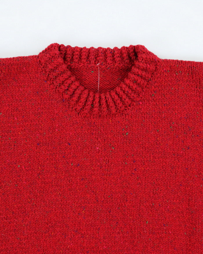 Vintage 90's Red Wool Blend Knit Jumper - L