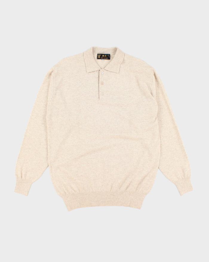 Vintage Cashmere Quarter Button Jumper - M