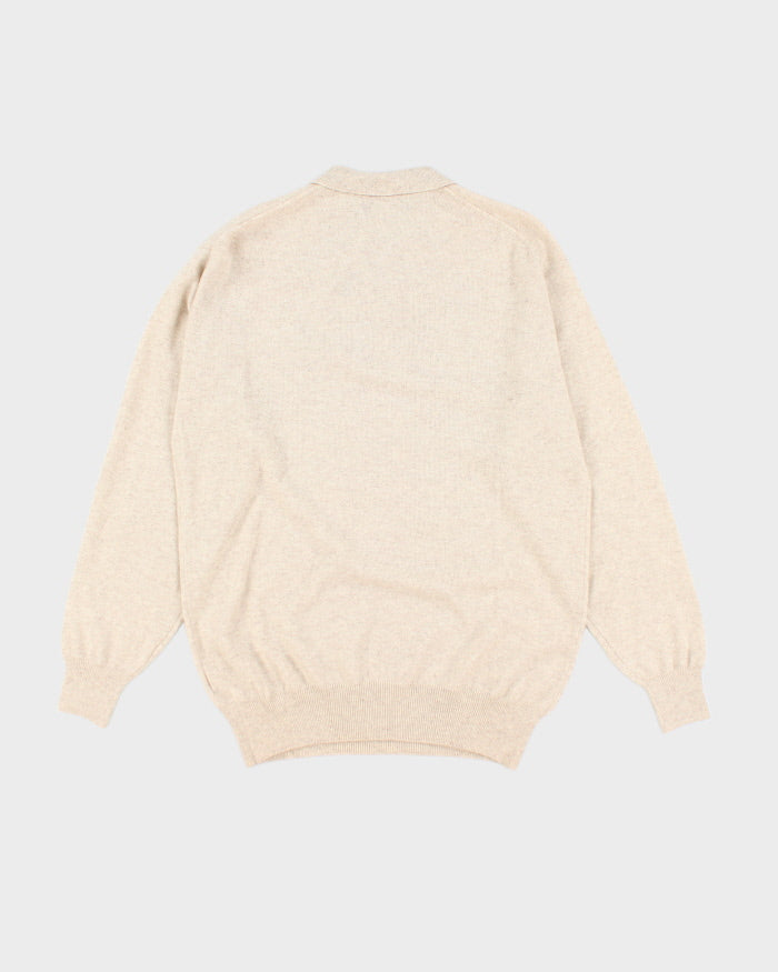 Vintage Cashmere Quarter Button Jumper - M
