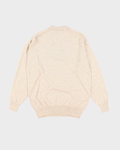 Vintage Cashmere Quarter Button Jumper - M