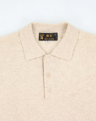 Vintage Cashmere Quarter Button Jumper - M