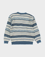 Vintage Fine Line Chunky Knit Wool Blend Jumper - L