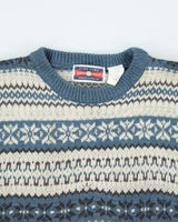 Vintage Fine Line Chunky Knit Wool Blend Jumper - L
