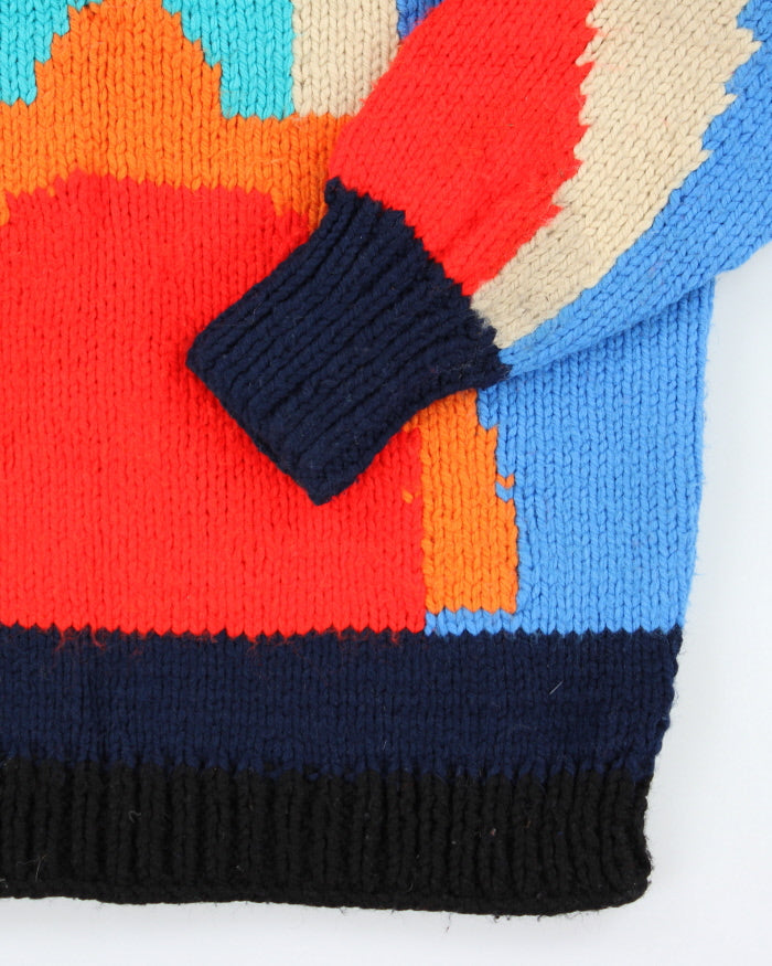 Vintage 80's Wool Blend Chunky Patterned Knit Jumper - L