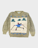 Vintage 80's Wool Heavyweight Chunky Patterned Knit Jumper - L