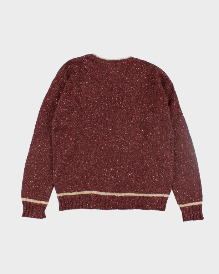 Vintage 80's Woolrich V-Neck Chunky Speckled Knit Jumper - L