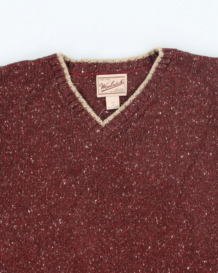 Vintage 80's Woolrich V-Neck Chunky Speckled Knit Jumper - L