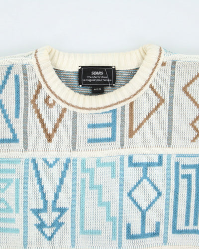 Vintage 80's Sears Chunky Patterned Knit Jumper - L