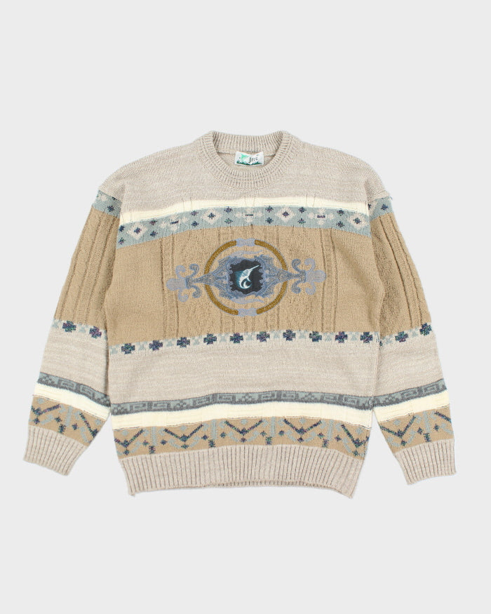 Vintage 90's Skip Jack Chunky Embroidered Knit Jumper- XL