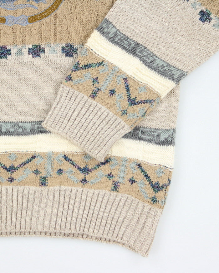 Vintage 90's Skip Jack Chunky Embroidered Knit Jumper- XL