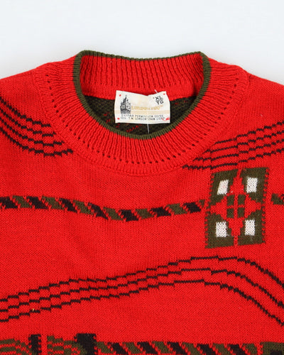 Vintage 90's London Fog Chunky Patterned Knit Jumper - XL