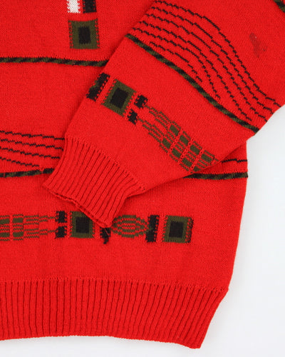Vintage 90's London Fog Chunky Patterned Knit Jumper - XL