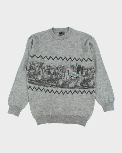 Vintage 90's New York City Graphic Wool Blend Knit Jumper - L
