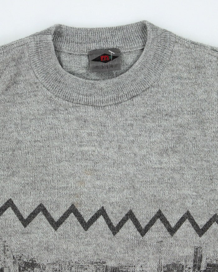 Vintage 90's New York City Graphic Wool Blend Knit Jumper - L