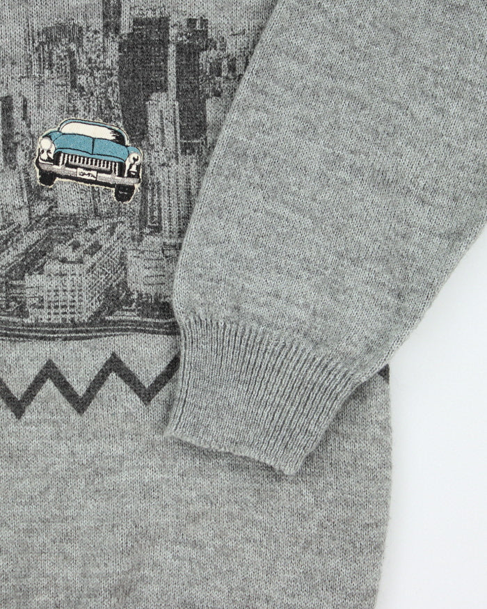 Vintage 90's New York City Graphic Wool Blend Knit Jumper - L