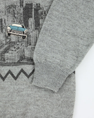 Vintage 90's New York City Graphic Wool Blend Knit Jumper - L