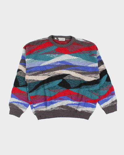 Vintage Progetto Heavyweight Patterned Wool Blend Knit Jumper - L