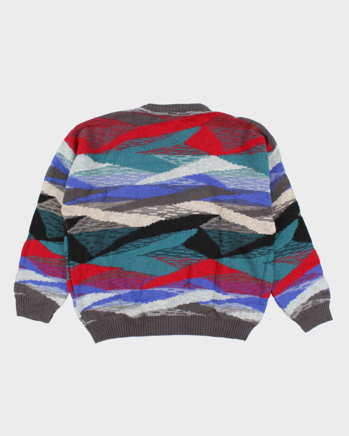 Vintage Progetto Heavyweight Patterned Wool Blend Knit Jumper - L
