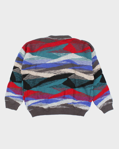 Vintage Progetto Heavyweight Patterned Wool Blend Knit Jumper - L