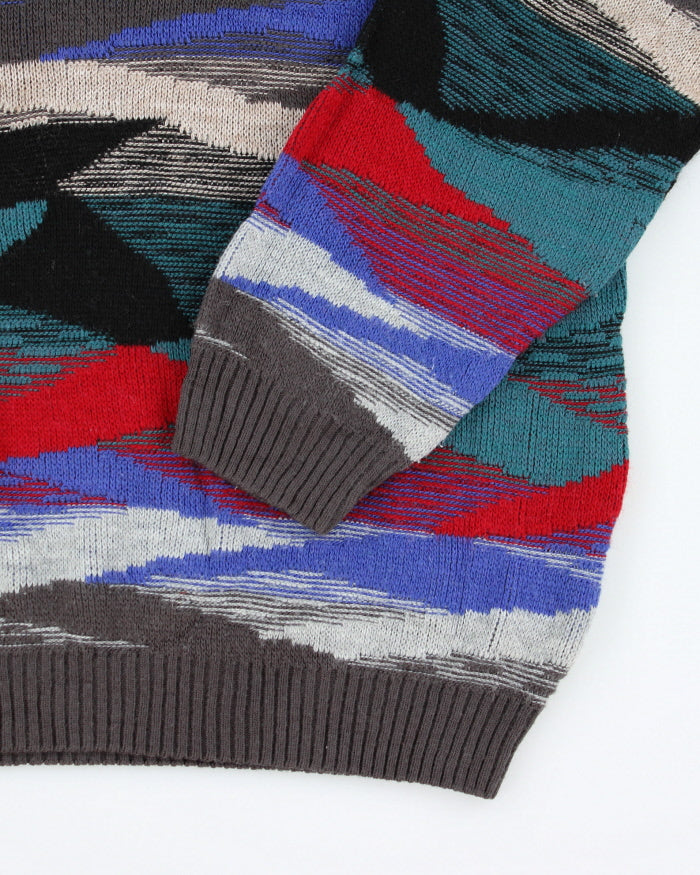 Vintage Progetto Heavyweight Patterned Wool Blend Knit Jumper - L