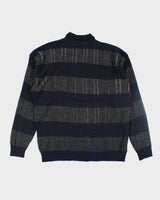 Vintage Leo Rossi Striped Merino Blend Collared Knit Jumper - XL