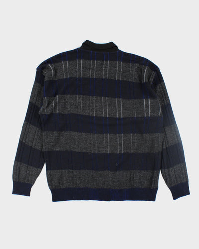 Vintage Leo Rossi Striped Merino Blend Collared Knit Jumper - XL