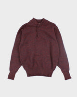 Vintage L.L. Bean Quarter Button Up Wool Knit Jumper - L