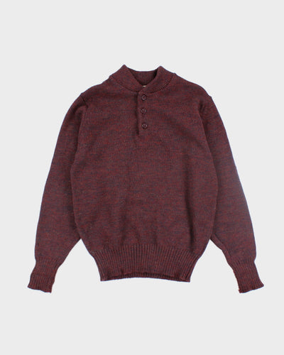 Vintage L.L. Bean Quarter Button Up Wool Knit Jumper - L