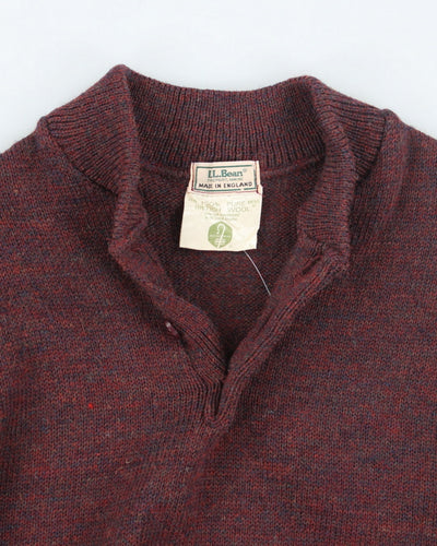Vintage L.L. Bean Quarter Button Up Wool Knit Jumper - L