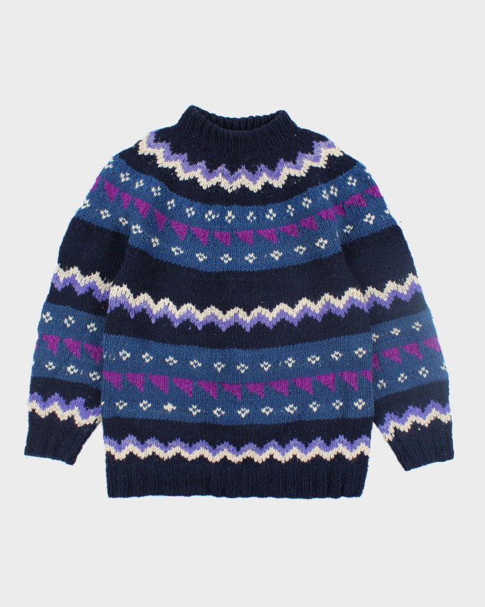 Vintage 80's Amos and Andes Chunky Wool Patterned Knit Jumper - M