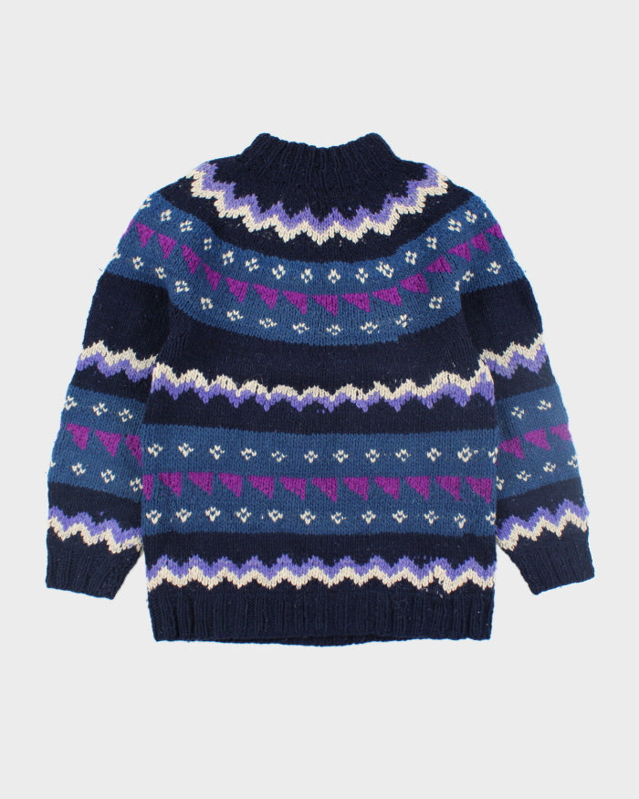 Vintage 80's Amos and Andes Chunky Wool Patterned Knit Jumper - M